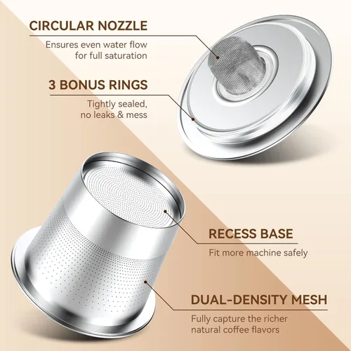 Miniatura 5 de CAPMESSO Cápsulas de café reutilizables K Cups para Keurig 1.0: Cápsula K recargable de acero inoxidable - Filtro de café reutilizable para cafetera