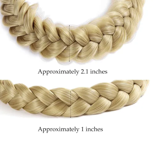 Miniatura 2 de Diadema trenzada, 2 combinaciones de 3 hebras, desordenada, ancha, esponjosa, elástica, diadema trenzada, accesorio de belleza para mujeres y niñas