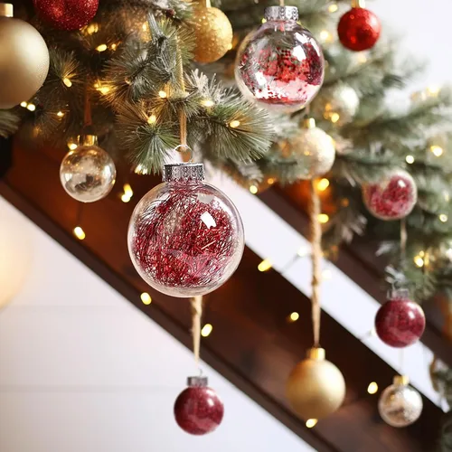 Miniatura 3 de AMS Adornos de bola de Navidad transparentes de 24 quilates, 2.36 pulgadas/2.362 in, juego de bolas de Navidad colgantes inastillables para árbol