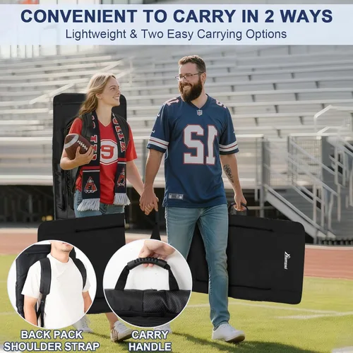 Miniatura 9 de Romswi Paquete de 2 Asientos de Estadio Reclinables de Mochila Ancha con Reposabrazos, 6 Ángulos Ajustables y Ganchos Ocultos, Silla de Grada