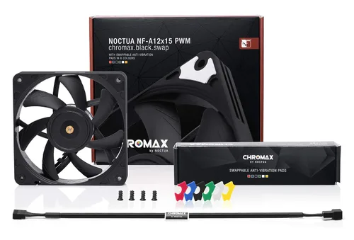 Miniatura 3 de Noctua NF-A12x15 PWM chromax.Black.swap, Ventilador Premium Silencioso y Delgado, 4-Pino (120x15mm, Negro)
