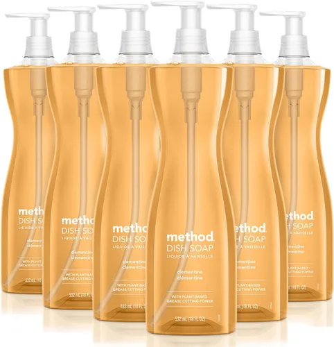 Miniatura 11 de Method Jabón de gel para platos, aroma a clementina, resistente a la grasa y alimentos pegados, fórmula libre de crueldad, fabricado con plástico