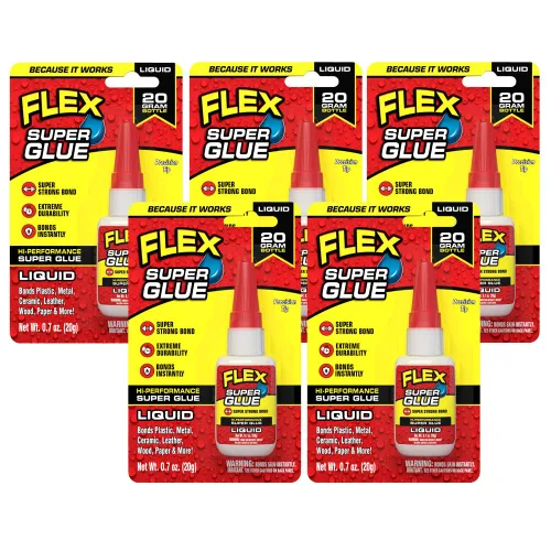 Miniatura 13 de Flex Super Glue Líquido, Botella de 20 Gramos, Pack de 2, Transparente, Enlace Instantáneo, Secado Rápido, Adhesivo de Cianoacrilatos, Punta