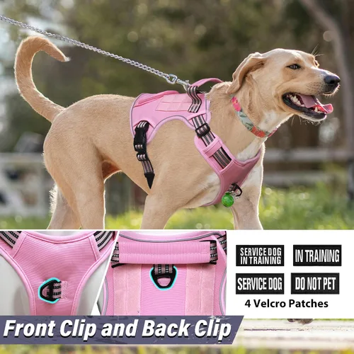 Miniatura 4 de Arnés táctico resistente para perros grandes, chaleco de servicio reflectante ajustable con asa de control y 4 parches, arnés militar acolchado