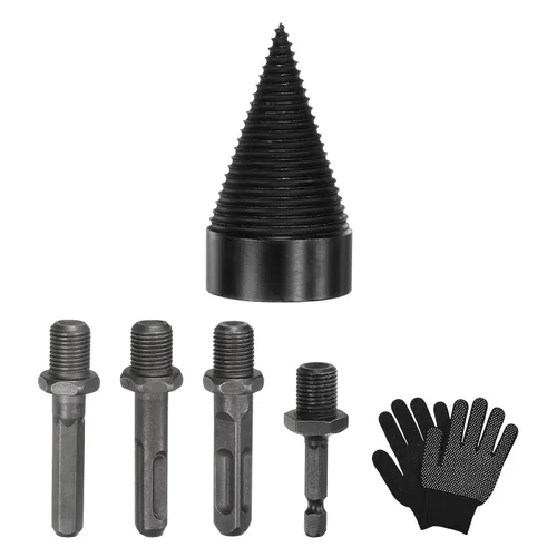 Miniatura 12 de M METERXITY Paquete de 1 broca divisora de madera de 1.260 in + 4 asas (cuadrada+redonda+vástago hexagonal+hexagonal pequeño) broca divisor de leña