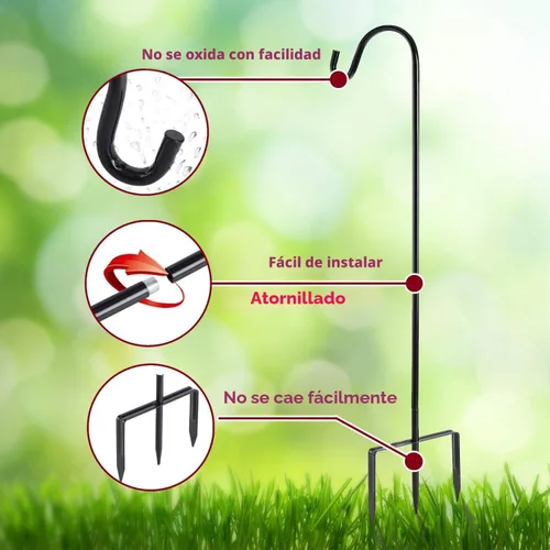 Miniatura 4 de EXCMARK - Gancho de pastor de altura ajustable de 81/61/41 cm y 1,3 cm de grosor. Úsalo en bodas, para colgar luces solares, linternas, comederos