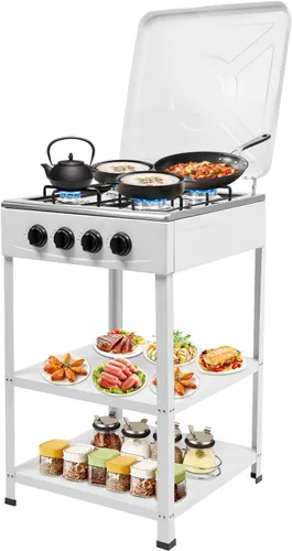 Estufa de gas natural con 4 quemadores, estufa de gas natural portátil con soporte para patas, estufa para RV, apartamento, cocina al aire libre