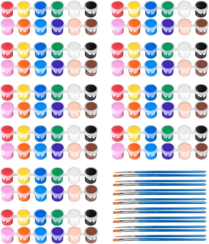 Paquete de 10 juegos de pintura acrílica mini, 12 colores de pinturas acrílicas en tiras para niños y adultos, kit de pintura para niños de 140