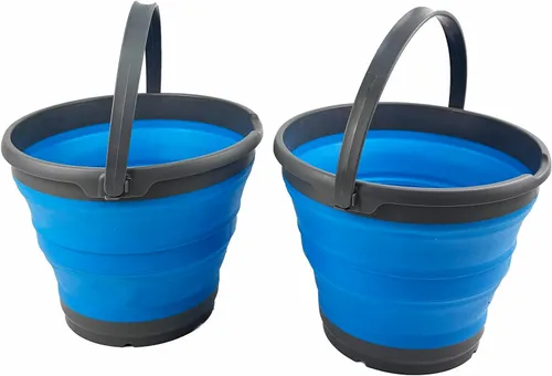 Miniatura 12 de SAMMART Cubo de plástico plegable de 10 L (2.6 galones), bañera redonda plegable, cubo de agua portátil para pesca, bote de agua para exteriores