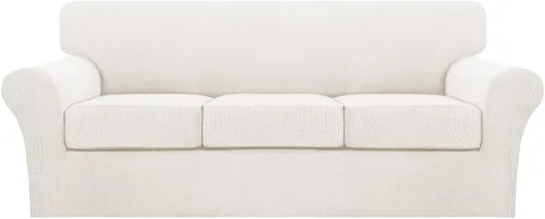 Miniatura 91 de Turquoize 2 fundas para sillas de sala de estar, funda de sofá con fundas de cojín individuales, funda de muebles para sillas (silla, beige biscotti)