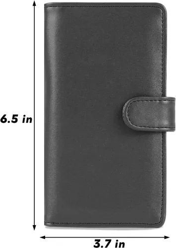 Miniatura 2 de Cubierta de cuero de la PU para registrar cheques duplicados, soporte de chequera de bloqueo RFID, Negro -, Estilo Billetera