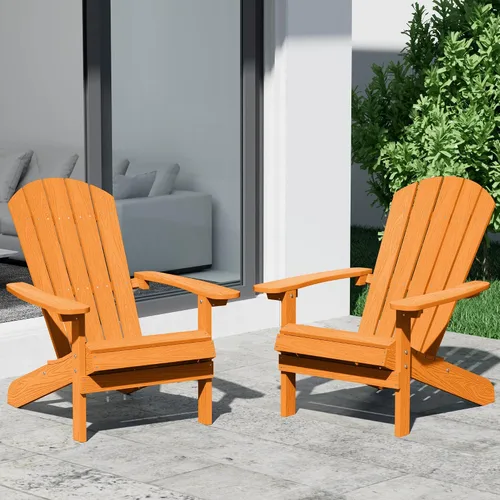 Miniatura 32 de YEFU Silla Adirondack de plástico resistente a la intemperie, sillas de patio con instalación fácil en 5 pasos, se ve exactamente como madera real