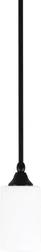 Miniatura 233 de Toltec Lighting Tallo Colgado Mini colgante, acabado de cobre negro, 3.5" cuadrado humo burbuja vidrio