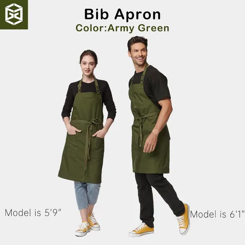 Miniatura 4 de Delantales de chef para hombres y mujeres con bolsillos grandes, delantal de lona, impermeable, profesional, con 2 bolsillos, 4251 GB