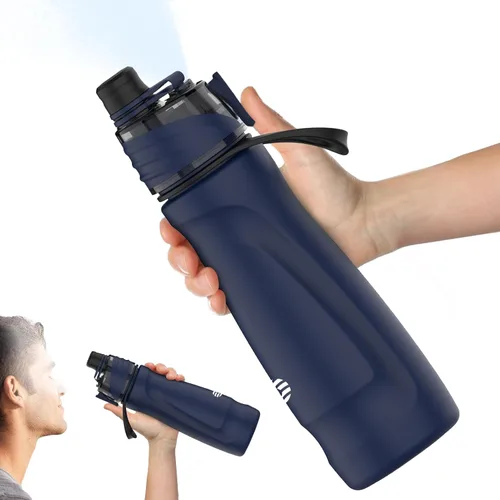 Miniatura 12 de Botella de agua con nebulización, botella de agua aislada de 24 onzas, botellas de agua de acero inoxidable 2 en 1, botella de agua deportiva