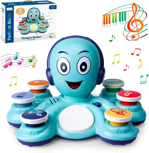 Juguetes musicales para bebés, juguetes de aprendizaje para niños pequeños, juguetes musicales de pulpo, juguetes educativos musicales para niños en