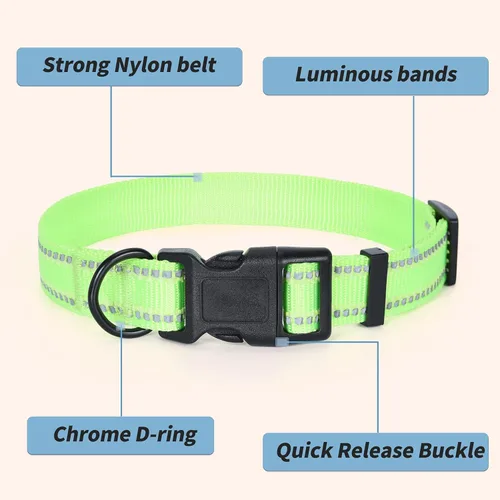 Miniatura 7 de Mile High Life Collar reflectante para perro, collares básicos ajustables de liberación rápida, collar de nailon suave para mascotas con anillo en D