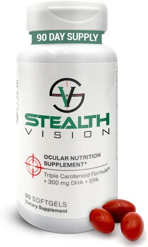 Stealth Vision Vitamina para los ojos, suplemento ocular con luteína, zeaxantina y meso-zeaxantina, vitaminas de salud ocular sin OMG para adultos,