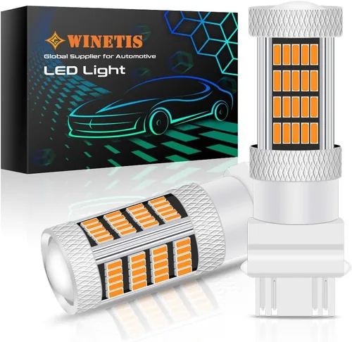 Recién actualizado T25 cuña 3156 3157 focos LED, luces de señal de giro amarilla ámbar, 3157A 3457NA 4157NAK 5702AK 360° súper brillante 3156A 3056