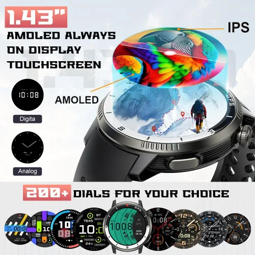Miniatura 6 de Reloj inteligente (respuesta/hacer llamada), reloj inteligente para hombres y mujeres, pantalla AMOLED HD de 1.43 pulgadas, pista de actividad