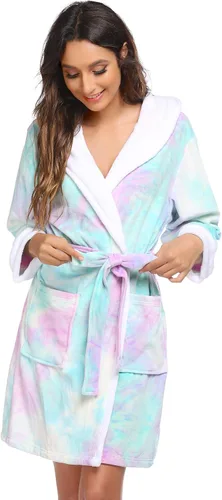 Miniatura 3 de HOTOUCH Bata de baño con capucha para mujer, bata de felpa súper suave, bata de baño de terciopelo