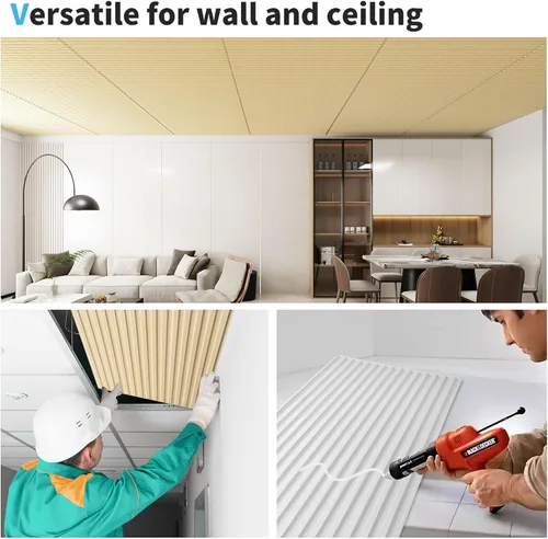 Miniatura 5 de Art3d Paquete de 6 paneles de pared 3D con diseño de listones para decoración de paredes interiores, baldosas decorativas de techo suspendido de PVC
