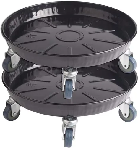 Miniatura 11 de ARTLINE Soporte redondo de 10 pulgadas con ruedas bloqueables, 160 libras resistente para interiores y exteriores, maceta grande rodante con ruedas