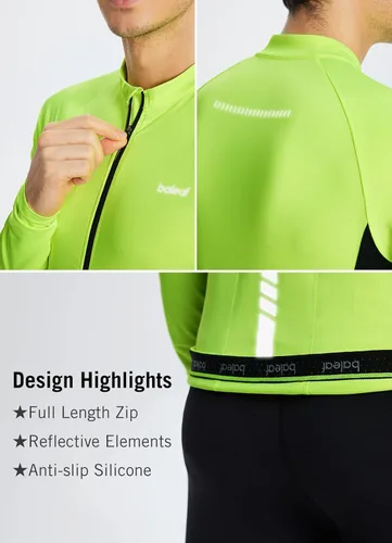 Miniatura 5 de BALEAF Camiseta de ciclismo de manga larga para hombre, para ciclismo de carretera, para bicicleta de montaña, bolsillos con cremallera completa