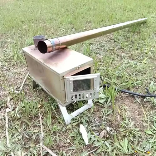 Miniatura 8 de Estufa de camping para carpas calientes, horno plegable, estufa de leña de acero inoxidable con tubo plegable, estufa de leña portátil para camping