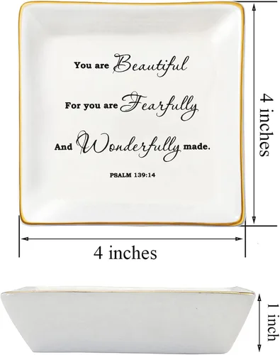 Miniatura 5 de JoycuFF Regalos inspiradores para mujeres y niñas, bandeja de cerámica para joyas, soporte para anillos, regalos motivacionales para mejor amiga