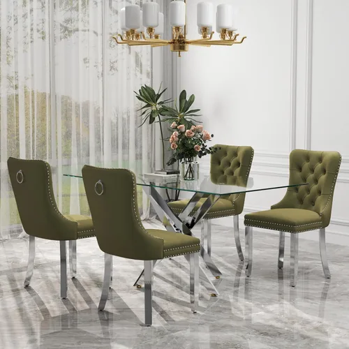 Miniatura 59 de Juego de comedor de 3 piezas con superficie de vidrio transparente, juego de comedor cuadrado minimalista moderno de 36'', juego de mesa de cocina