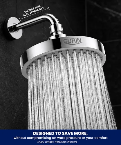 Miniatura 6 de GURIN Cabezal de ducha de lluvia de alta presión, diseño de lujo de 6 pulgadas con ángulos ajustables, boquillas antiobstrucción, fácil de instalar