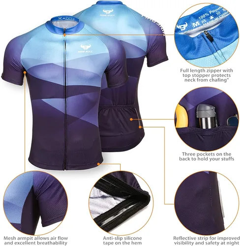 Miniatura 3 de Conjunto de camiseta de ciclismo para hombre, camiseta reflectante de secado rápido y pantalones cortos de ciclismo acolchados 3D, M