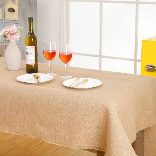 Miniatura 6 de Kingdder Mantel rectangular de arpillera natural para boda, rústico, para boda, fiesta, recepción, despedida de soltera, picnic al aire libre