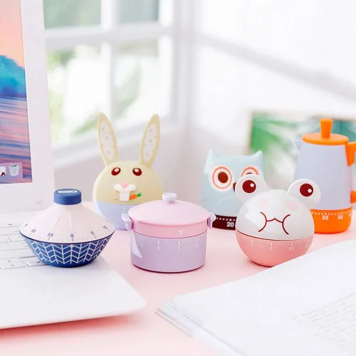 Miniatura 8 de Temporizadores mecánicos de dibujos animados, maquinaria de 60 minutos, dispositivo de cocina, temporizador de cocina, reloj despertador, contadores