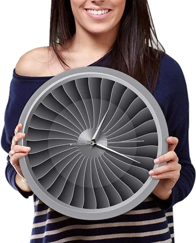 Miniatura 6 de Reloj de pared – 12 pulgadas silencioso sin tictac motor a chorro de turbina ventilador de motor impreso acrílico reloj de pared de avión arte
