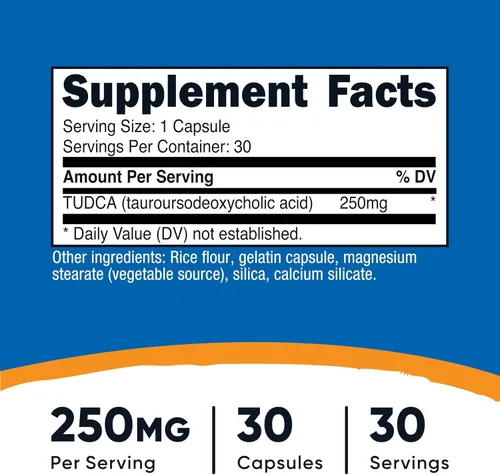 Miniatura 2 de Nutricost Tudca 250 mg, 30 cápsulas (ácido taursodesoxicólico) - Sin gluten, sin OMG