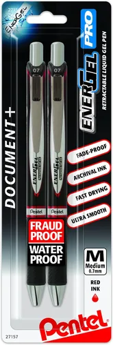 Miniatura 12 de Pentel EnerGel PRO - Bolígrafo de gel permanente, (0.028 in), línea media, archivador y resistente al agua, tinta negra, paquete de 2
