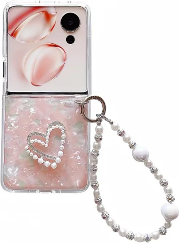 Funda para Samsung Galaxy Z Flip 7 FE/Z Flip6, diseño femenino de corazón de amor, funda para teléfono Flip7 FE con purpurina y parte trasera de