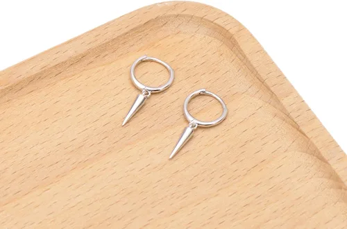 Miniatura 2 de Aretes colgantes de plata de ley 925 con pequeños aretes redondos