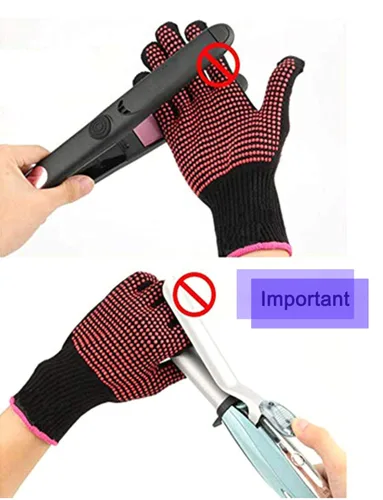 Miniatura 4 de AFT90 Guante resistente al calor para peinar el cabello, rizador, plancha plana y rizador, borde rosa, protuberancia de silicona, 1 pieza