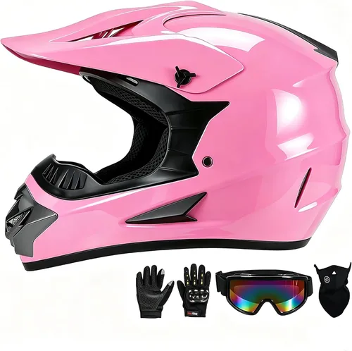 Youth Kids Motocross Helmet, DOT Certified,ATV Dirt Bike Motorcycle, BMX 4-Wheeler Off-Road Mountain Bike,W/Gloves Goggles Mask
