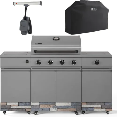 Miniatura 18 de Tytus Fresno - Parrilla de isla de propano o gas natural de 5 quemadores - Área de cocción de 864 pulgadas cuadradas, parrilla de 48,000 BTU