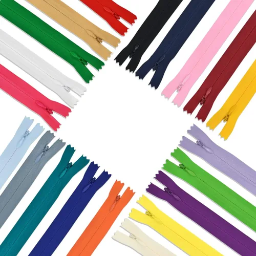 40 cremalleras invisibles de nailon, suministros de cremalleras para coser a granel en 20 colores para manualidades de costura a medida, vestidos,