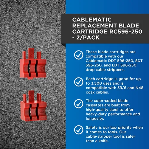 Miniatura 2 de Cablematic RC596-250 - Cartuchos de repuesto para técnicos profesionales, electricistas e instaladores, compatibles con pelacables SDT, DDT y LDT