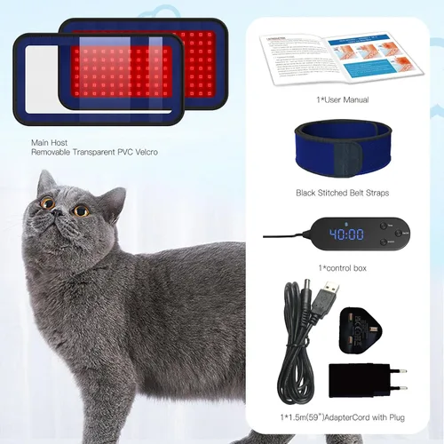 Miniatura 7 de Cinturón de terapia de luz infrarroja roja para aliviar el dolor de mascotas, dispositivo portátil de terapia con láser frío para reparación