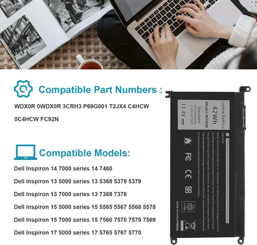 Miniatura 7 de Batería YRDD6 para Dell Inspiron 5591 7586 5491 5481 5482 5485 3310 2-en-1 15 3582 3583 3593 3584 5590 5593 5594 5585 5598 14 3493 5493 5480 3793