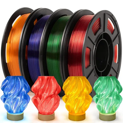 Miniatura 13 de IEMAI Paquete de filamento PETG de 0.069 in, filamento de impresora 3D multicolor translúcido degradado de hasta 23.622 in/s de impresión rápida, 4