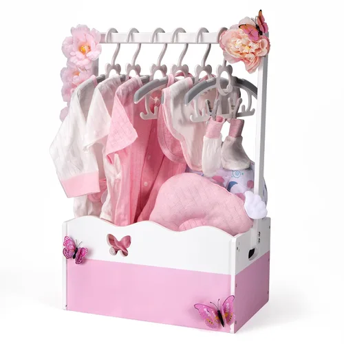 Miniatura 11 de GiftAmaz Armario de madera azul para baby shower, caja de almacenamiento para bebés con asa, cesta de regalos de baby shower, caja de bienvenida
