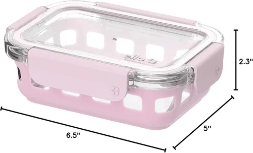 Miniatura 6 de Ello Duraglass - Recipiente de vidrio para preparación de comidas, 1.75 tazas, con funda de silicona y tapa de plástico hermética sin BPA, apto